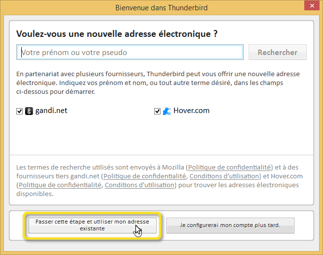 configuration de thunderbird