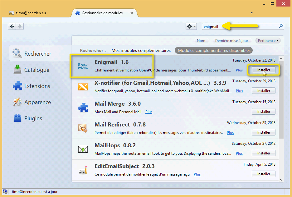 installation de enigmail